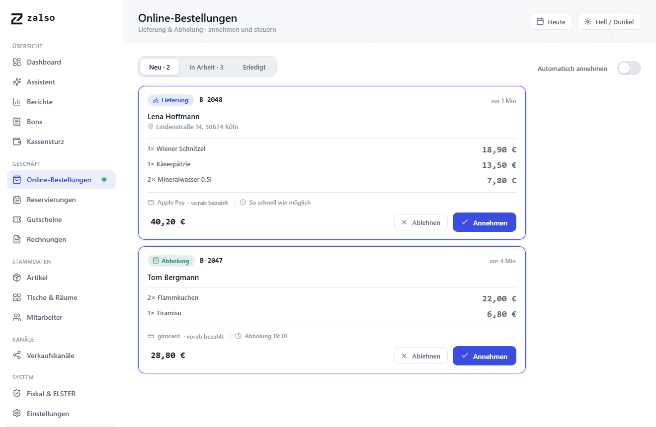 Online-Bestellungen und Lieferplattformen